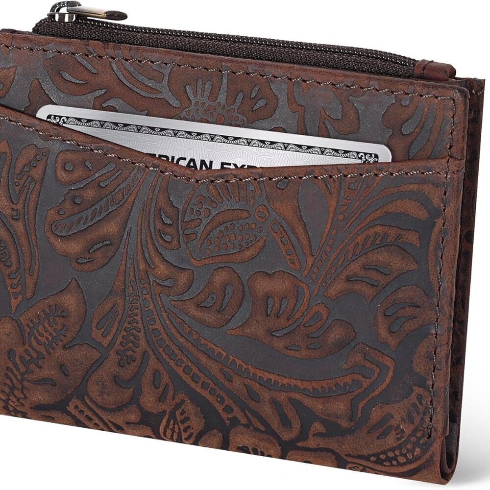 Leather RFID Wallet Small Bifold Credit Card Coin Holder for Women Gift